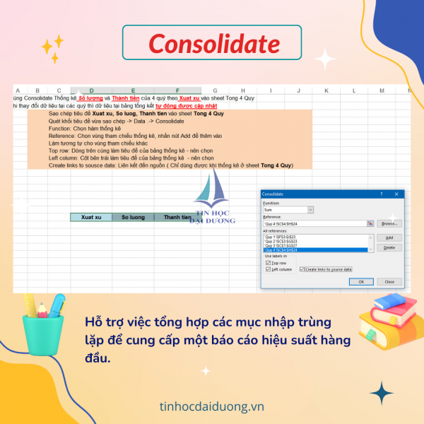 Consolidate - chức năng của excel